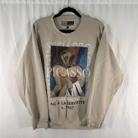 Picasso Sweater Unisex Large Graphic Print Crew Neck Long Sleeve Pierce Archive - Picture 1 of 12